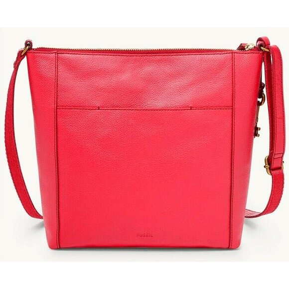 S Fossil Tara Crossbody Cherry Red Pink Leather Handbag ZB7851618 NWT $180